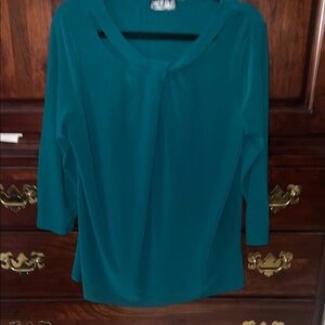Love Scarlett green Teal Women's holiday Top cut out neckline